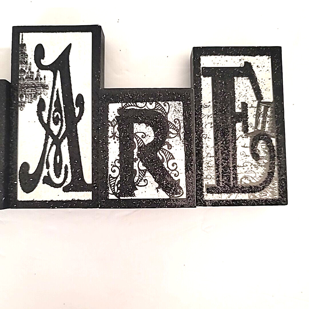 Halloween Wood Black and White Glitter “Beware” Table top/ Shelf Sign