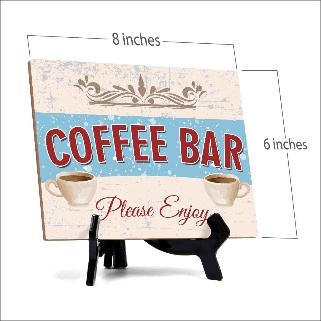 Signs ByLita Coffee Bar Please Enjoy, Classic Design Table Sign With Stand