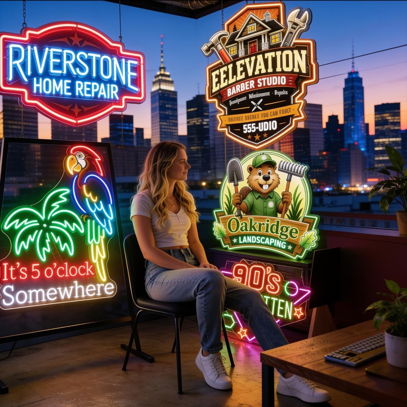 Custom Logo Neon Sign Personalized UV Printed Waterproof Business Sign Decor