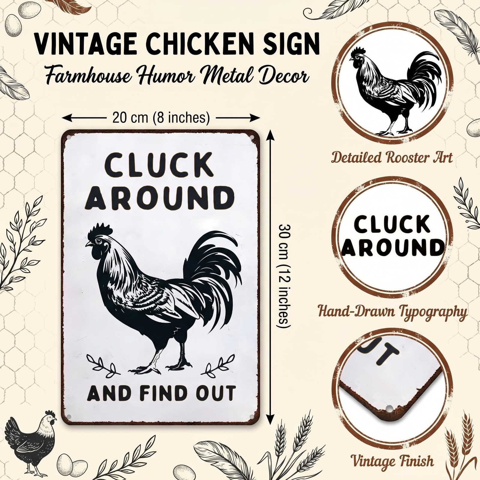 Funny Chicken Gifts Chicken Cluck Around and Find Out Tin Sign for Home Farm …