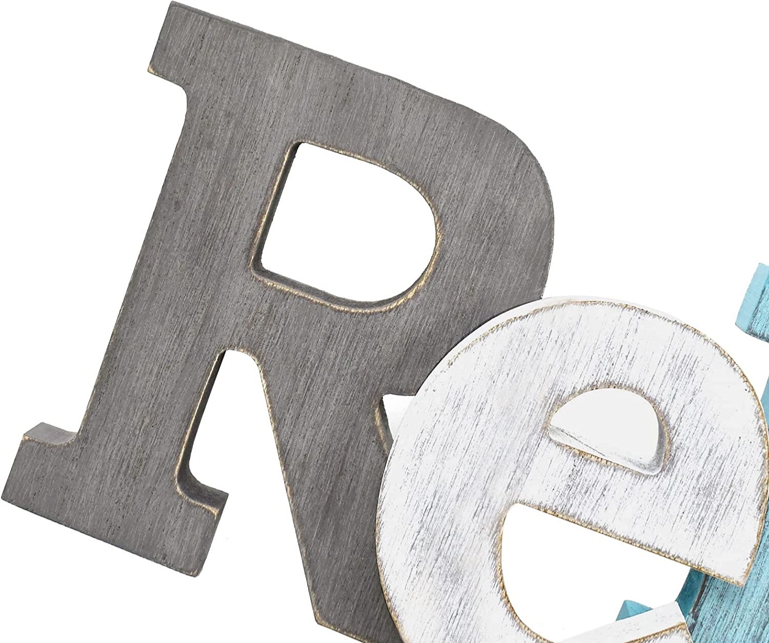 Wooden Relax Sign Aqua Hanging Block Letters Sign Rustic Freestanding Wood Sign