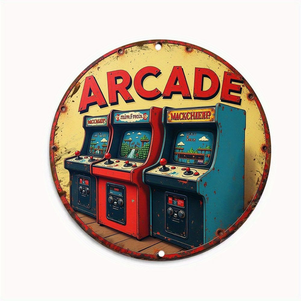 Vintage Arcade Metal Sign Retro Game Room Wall Hanging Art Decoration For Gamers