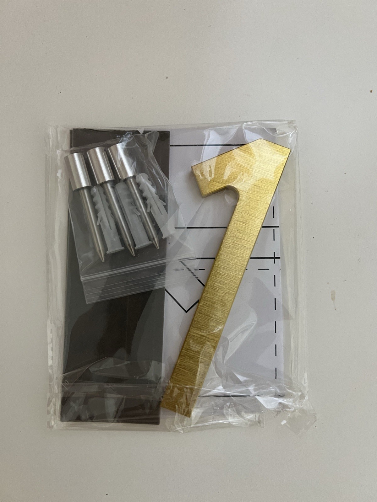 5” Alu Gold Floating House Number 1 Modern Address Sign Mount Hardware Included