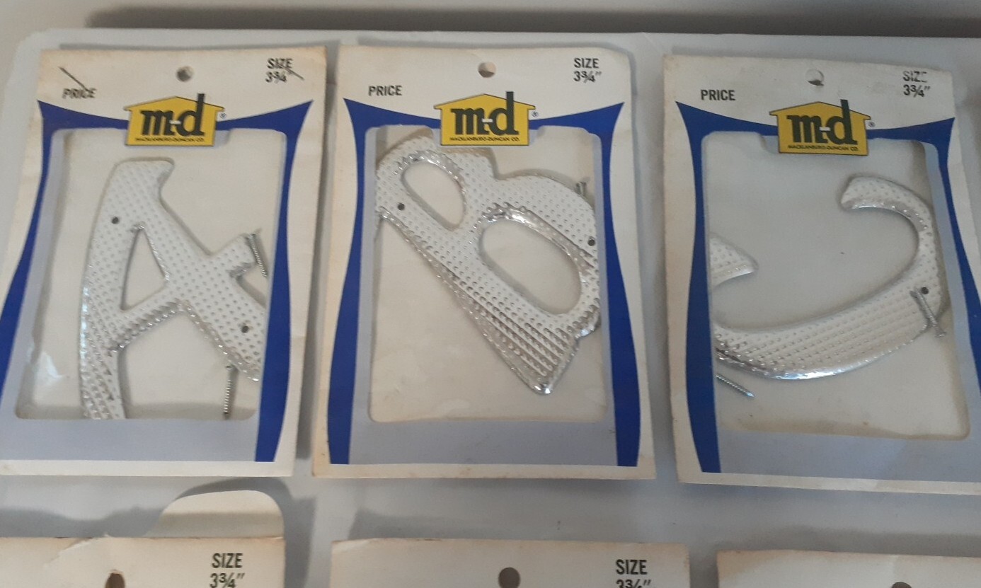 Lot of 12 Aluminum Letters House Sign Industrial All Metal 3 3/4″ Deadstock VTG
