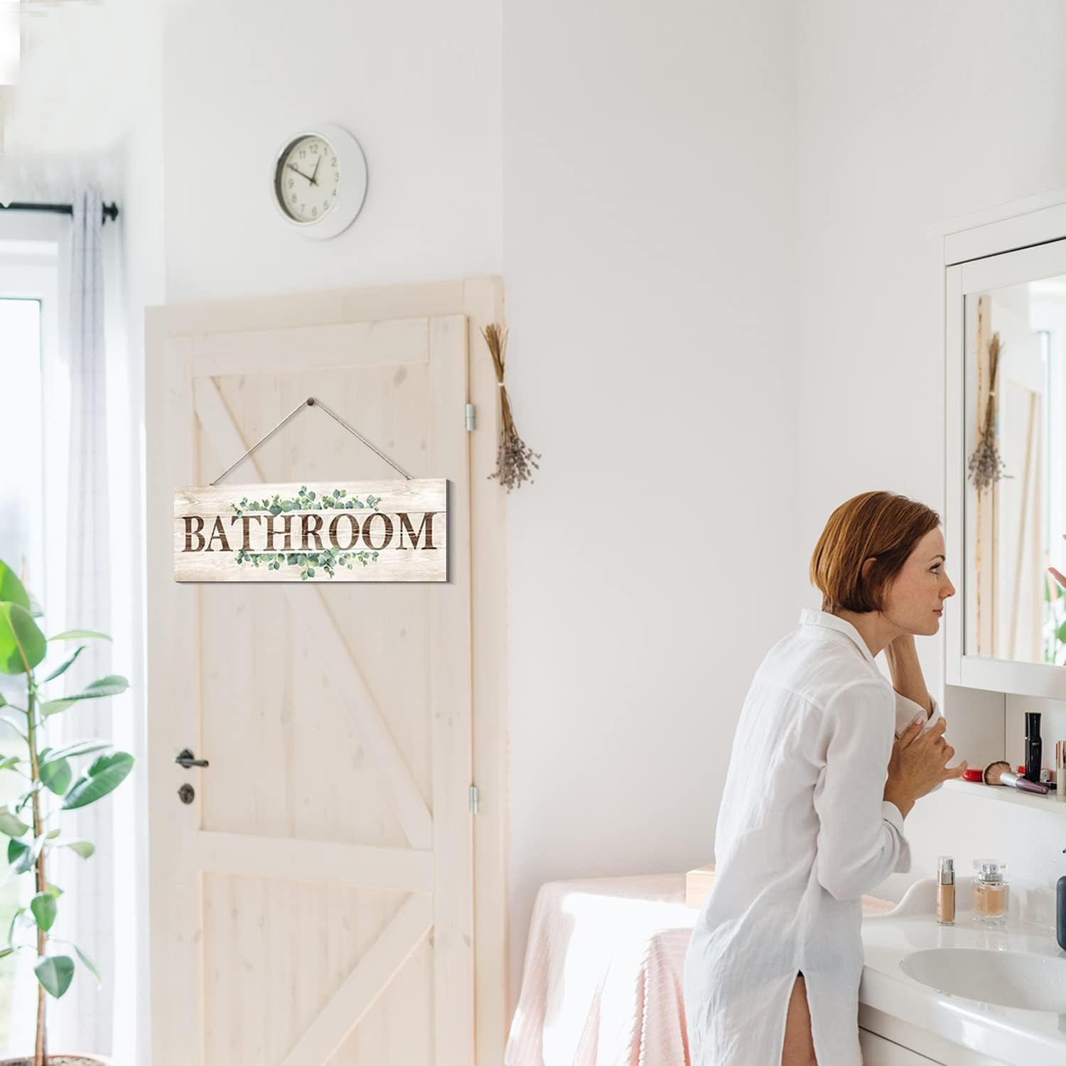 Bathroom Sign Wall Decor, Bathroom Wall Art, Rustic Farmhouse Wall Hanging Plaqu