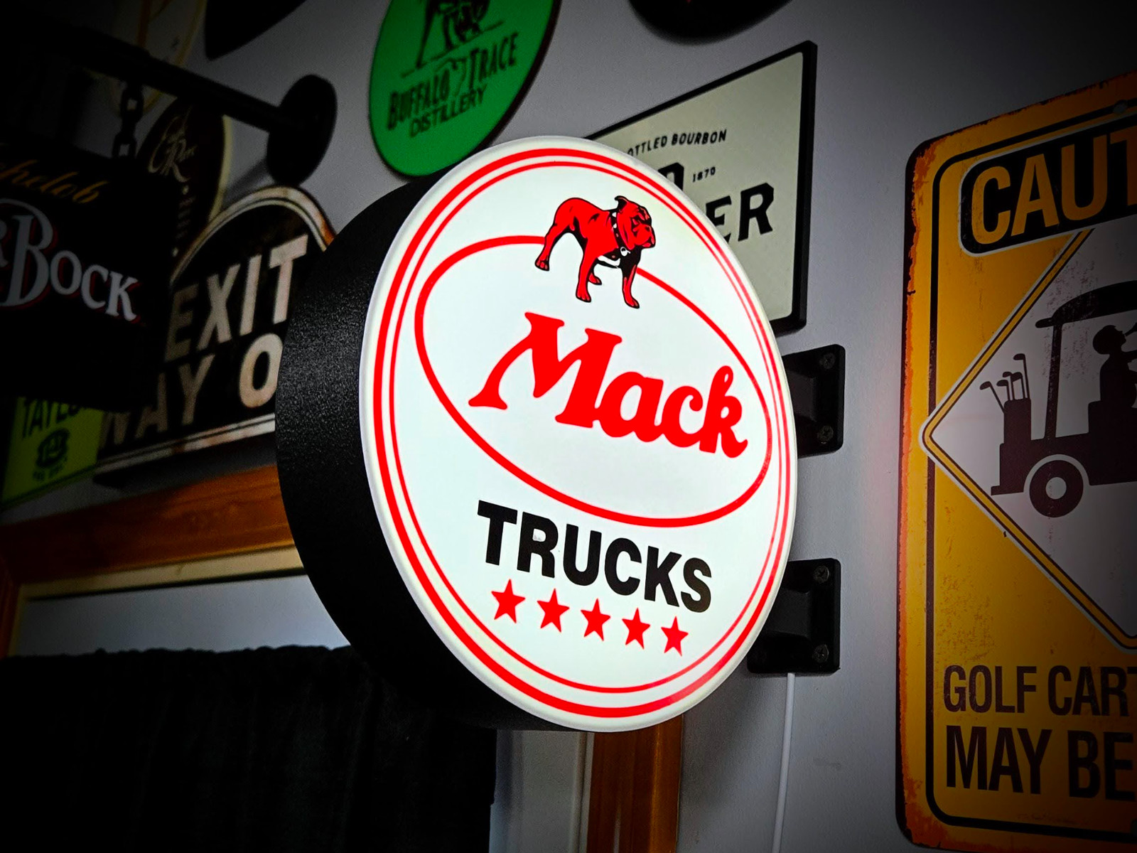 Mack Trucks LED Lightbox Sign 3D Printed Round Wall Mount Man Cave Garage Decor