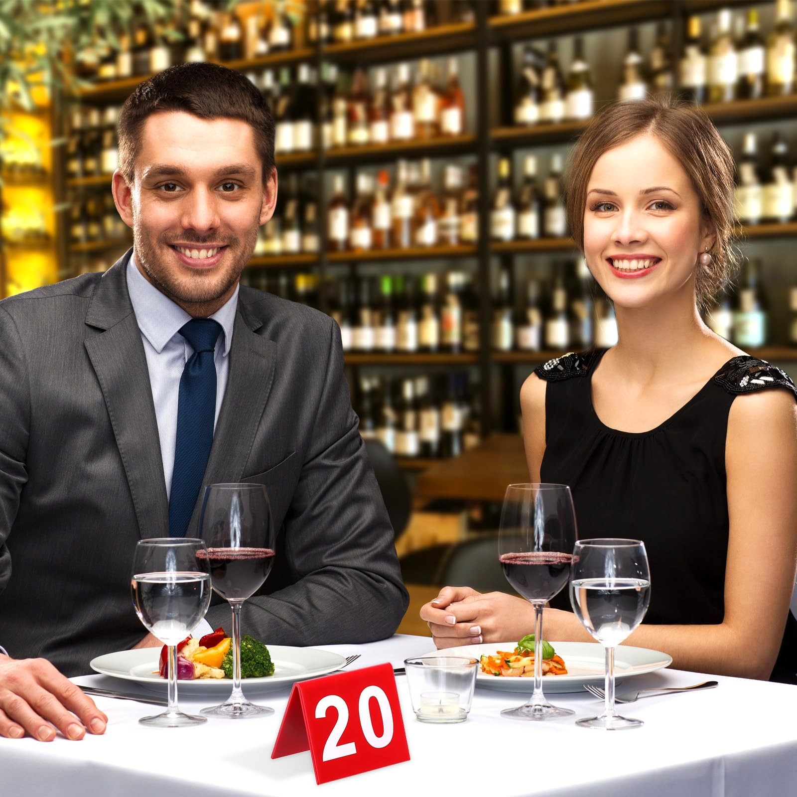 50 PCS Red Plastic Double Sided Restaurant Table Number Tents 150 Event