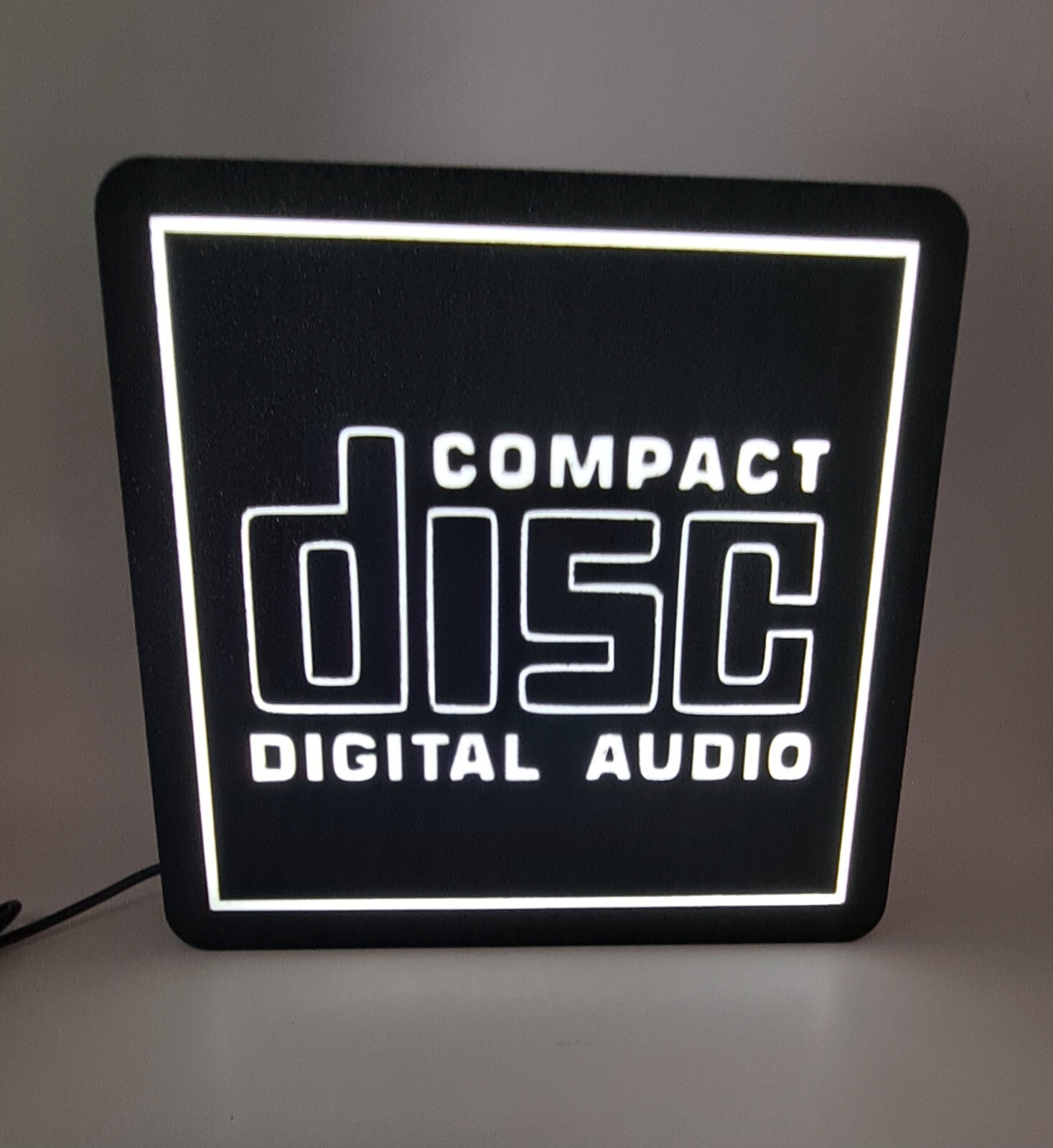 1980’s Compact Disk Logo Sign Desk Shelf Art Light Box