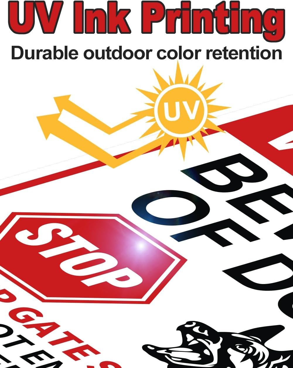 2-Pack Reflective Beware of Dog Signs – 13×10″ Aluminum Fence or Gates Warning