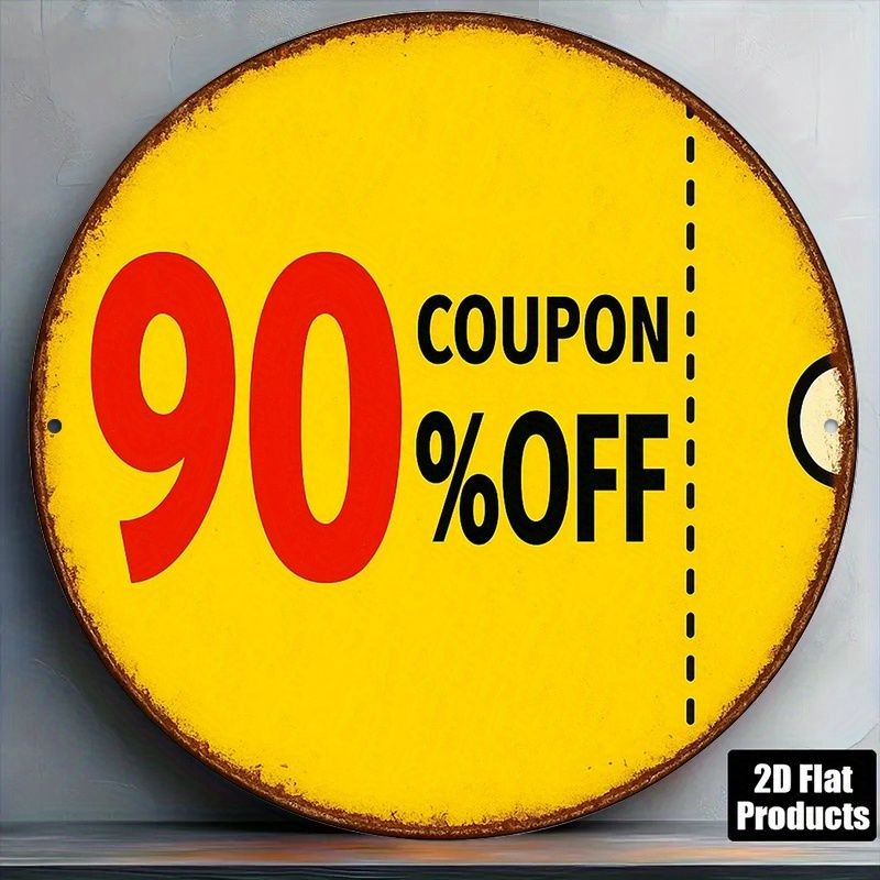 90 Percent Off Discount Metal Sign Round Vintage Store Wall Art Decoration Gift