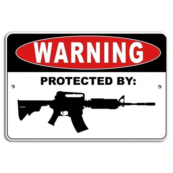 Protected Sign Firearm Security Warning Plaque Outdoor Yard Garage Wall Decor