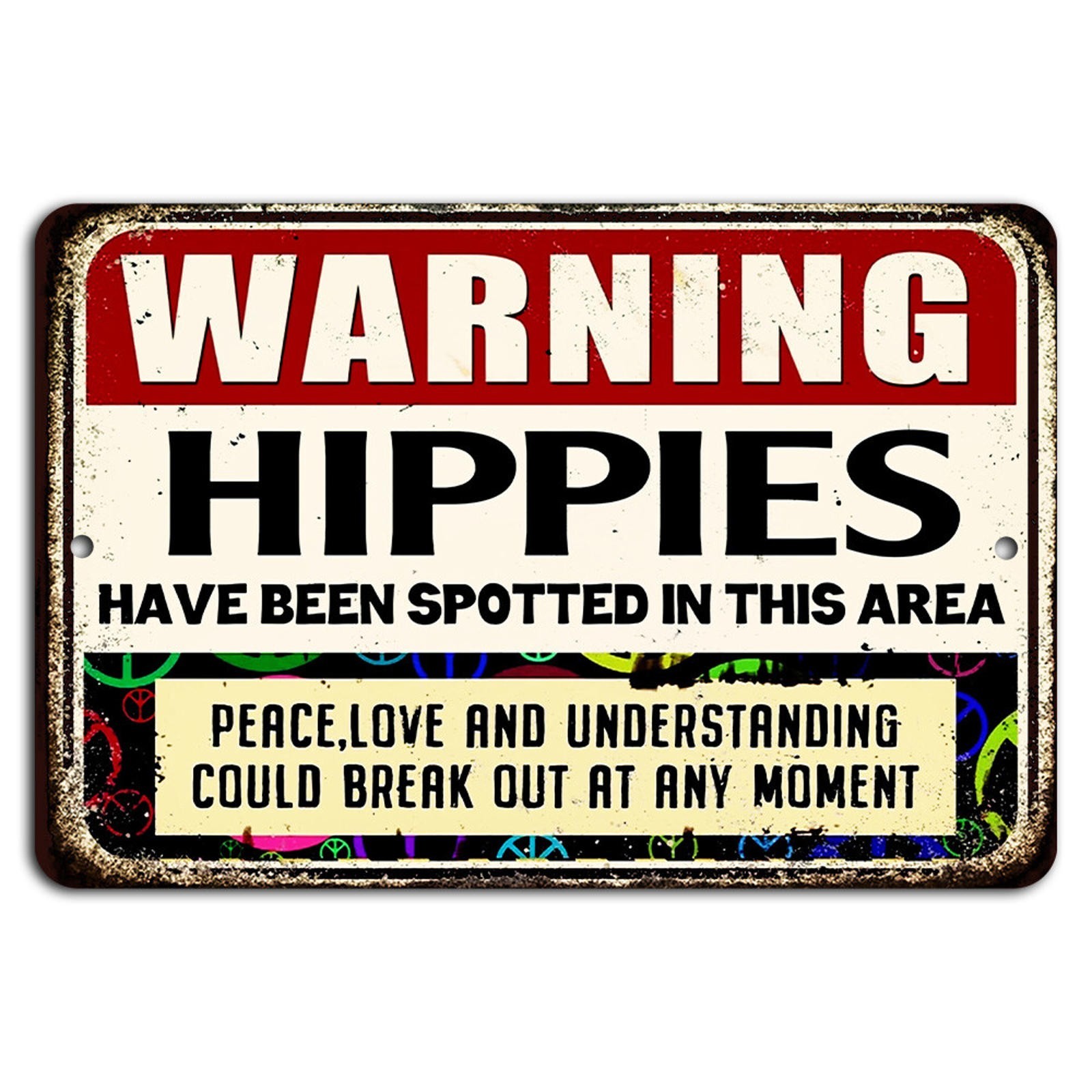 Vintage Groovy Sign BanginPrints Rustic Aluminum Hippies Humor Decor