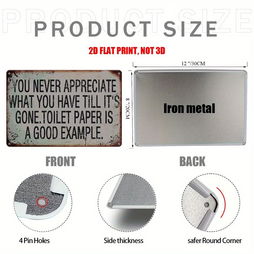 Retro Bathroom Humor Sign Toilet Paper Home Wall Decor Funny Restrooms Tin Signs