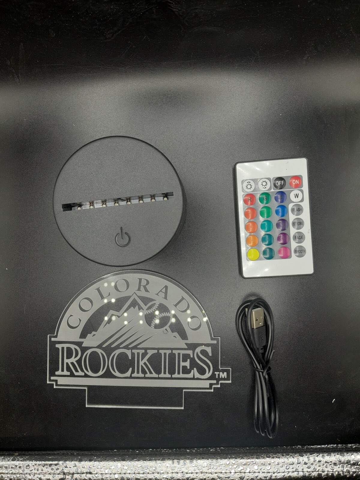 Edge Lit Tabletop Sign, Multi-Colored LED, Colorado Rockies Night Light