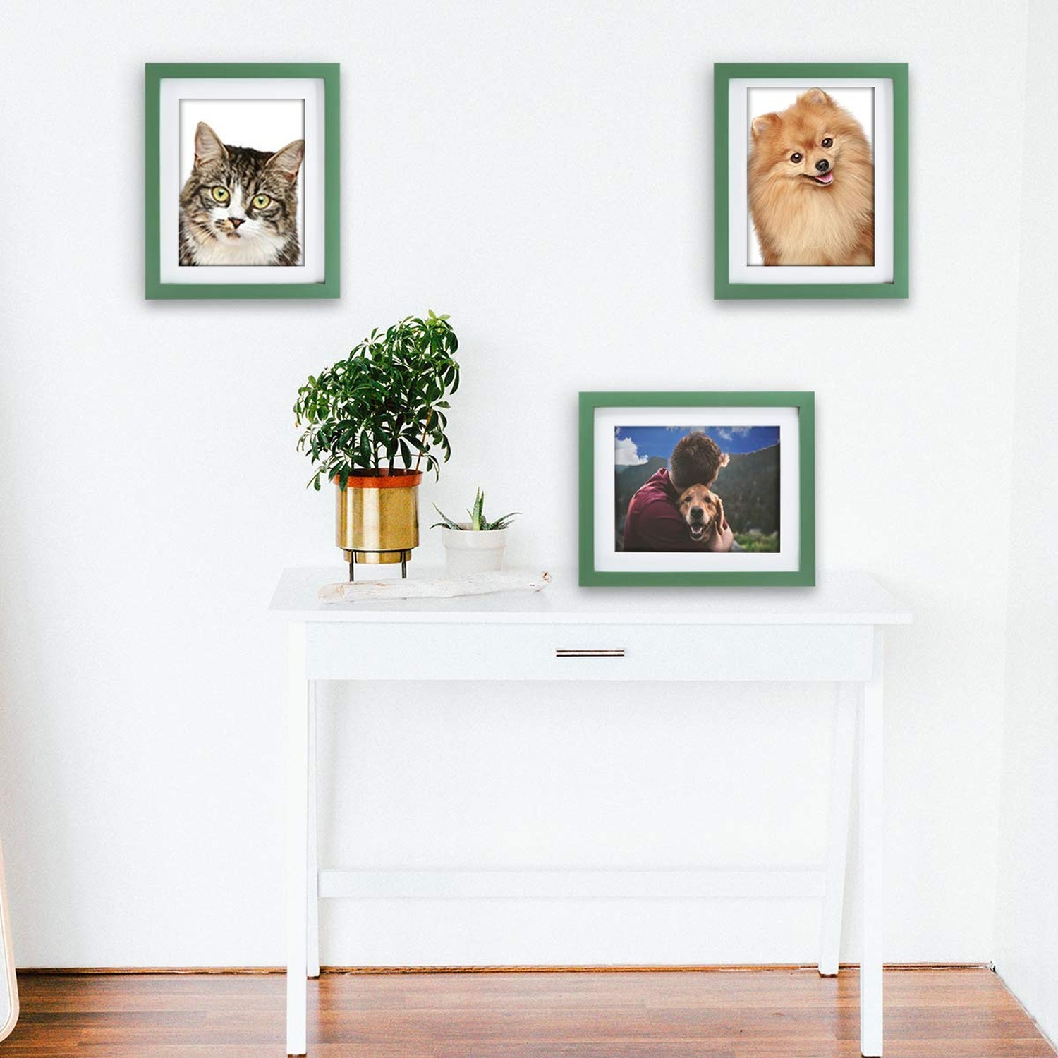 8×10 Green Picture Frames Set of 6 Nature Solid Wood for Wall Mounting and Ta…