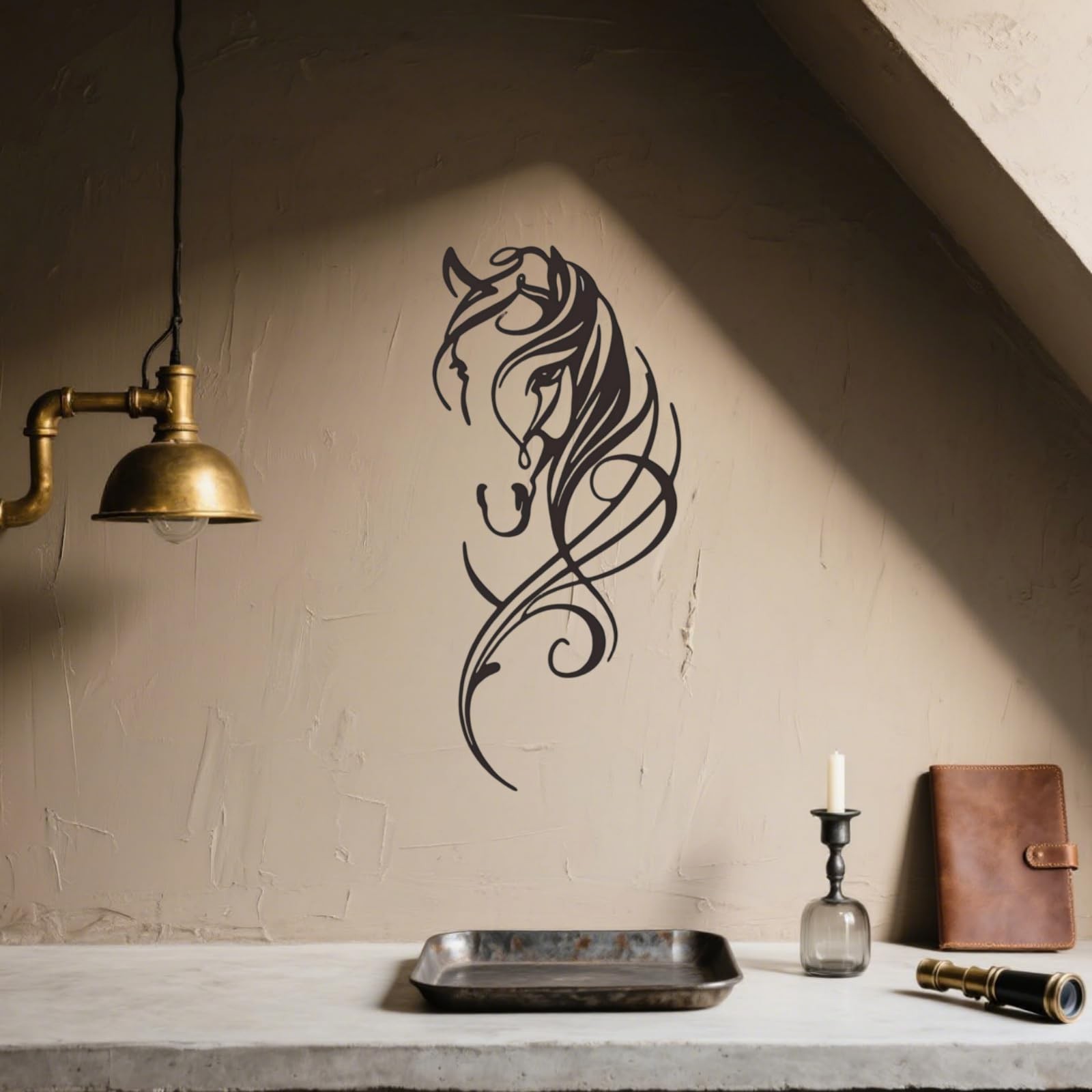Metal Horse Wall Art Decor – Western Equestrian Line Art & Dynamic Metal Wall…