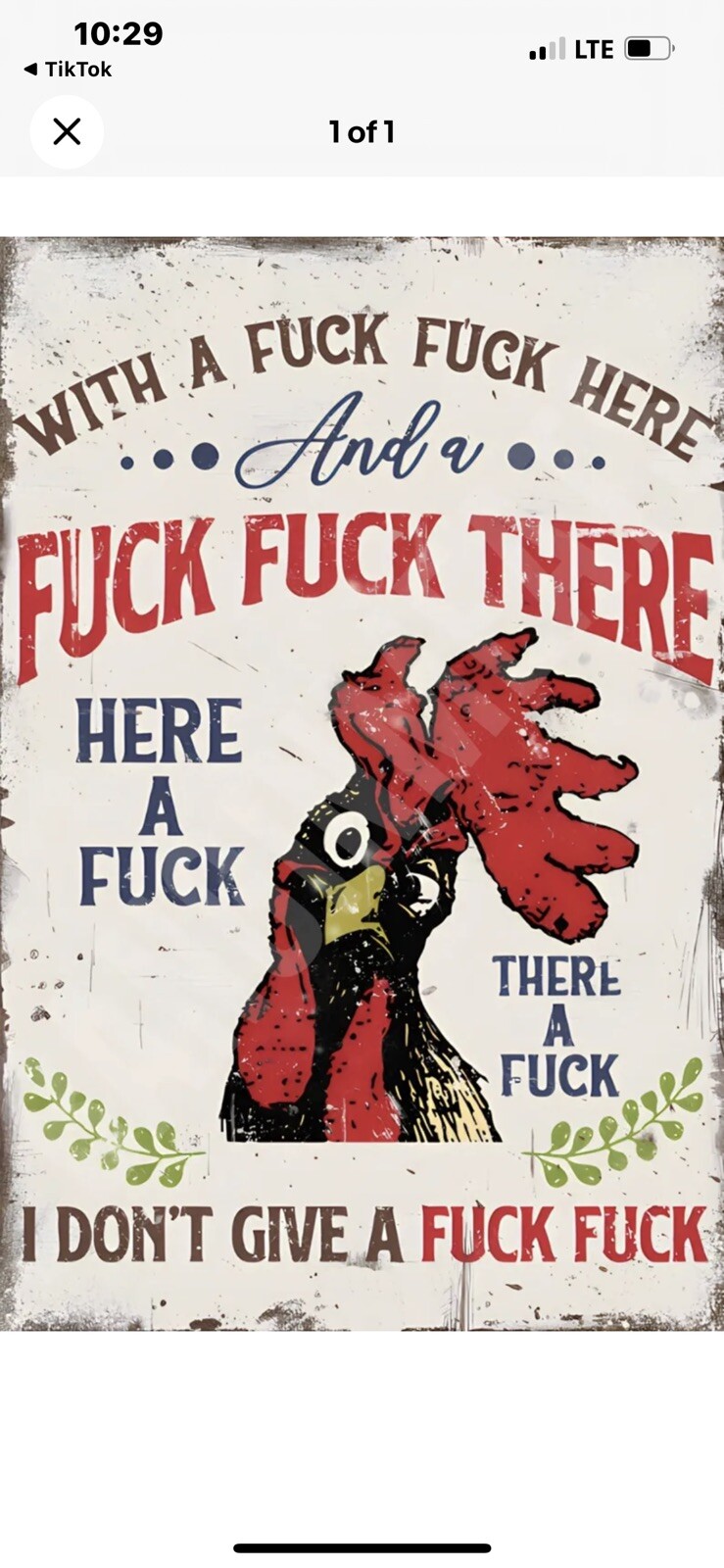 TIN SIGN ” Rooster Song” Comedy Humor Farm Mancave Cafe Diner Comedy Chick