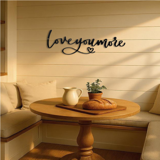 Love You More Metal Wall Art Sign Heart Decor Rustic Home Wall Hanging