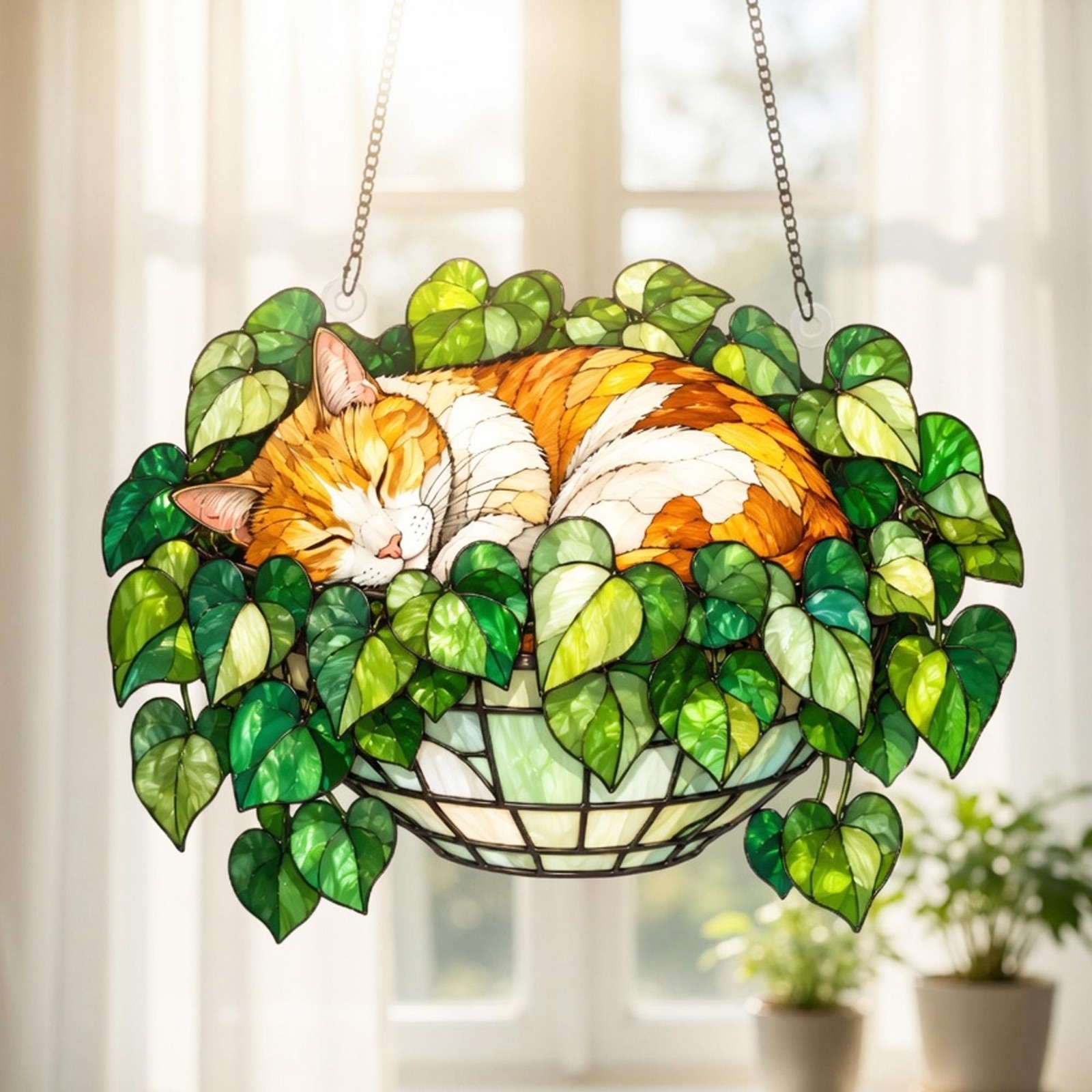 Orange Cat Acrylic Suncatcher, Gift for Cat Lovers, Pet Acrylic