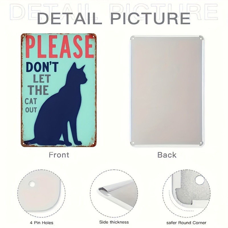 Please Don’t Let the Cat Out Funny Metal Sign Cat Lover Home Wall Hanging Decor