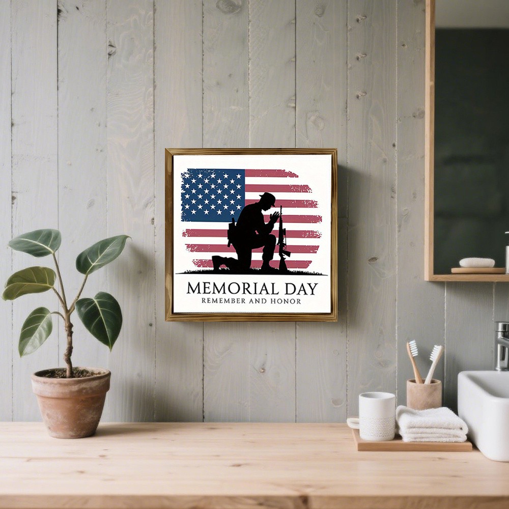 Memorial Day Remember And Honor Wooden Plaque Patriotic US Flag Decoration Gift
