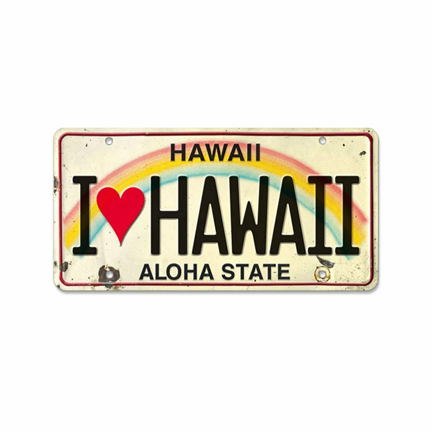 6in x 12in Vintage Hawaiian Embossed License Plate – I Love Hawaii