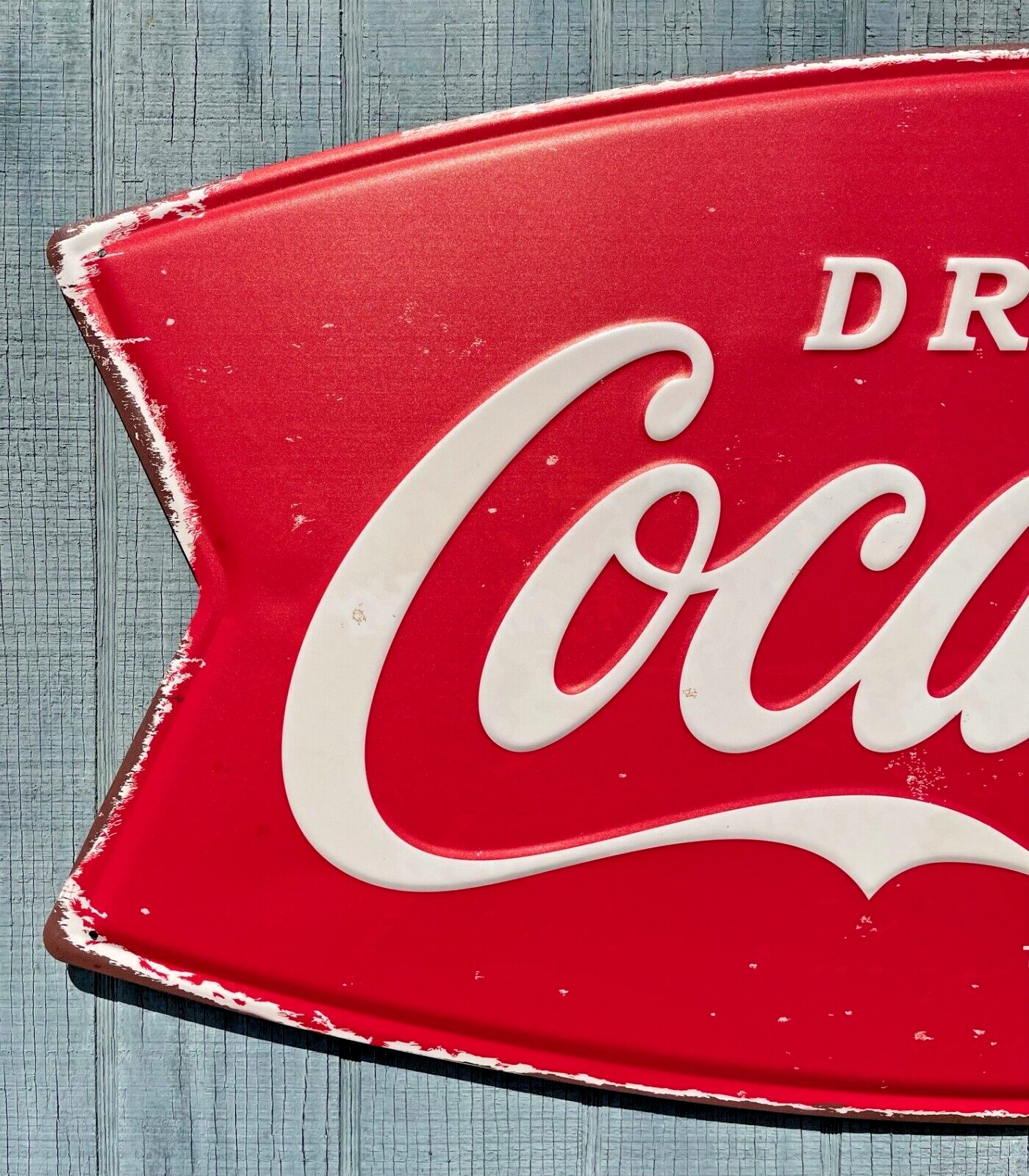 NEW! Reproduction Fishtail Coca-Cola / Coke Metal Sign 36in X 18in Vintage