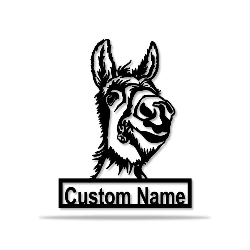 Personalized Donkey Metal Sign Custom Name Monogram Farmhouse Wall Art Decor Gif