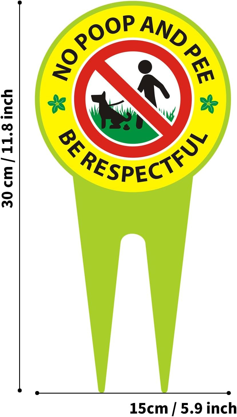 No Dog Poop Sign 2 Pack, Double Sided – Be Respectful/No Poop and Pee, Protect Y