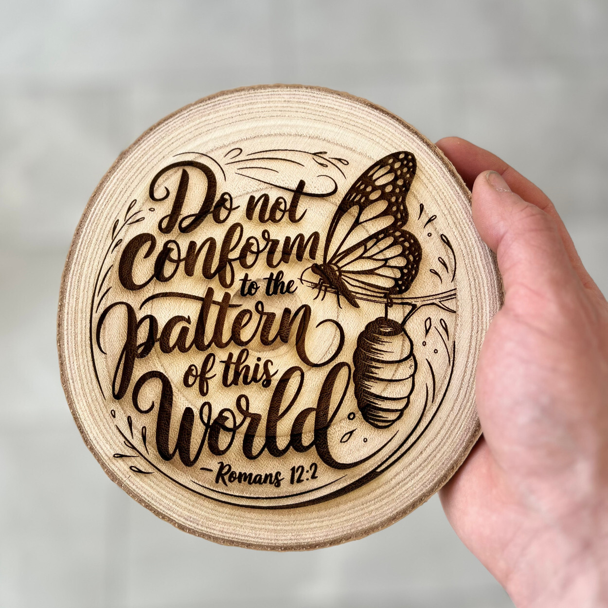 Romans 12:2 Engraved Wood Sign – Do Not Conform Religious Engraved Wall Art