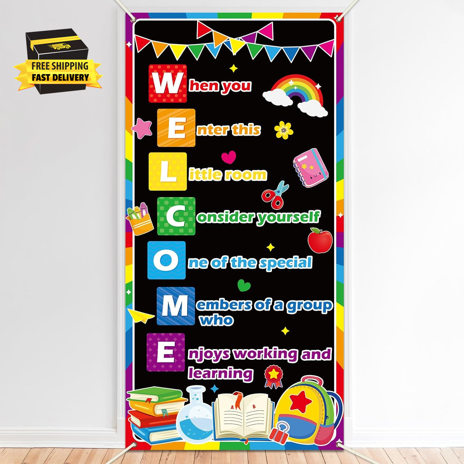 Welcome Classroom Door Cover Banner Decorations Back to School Door Cover Porch