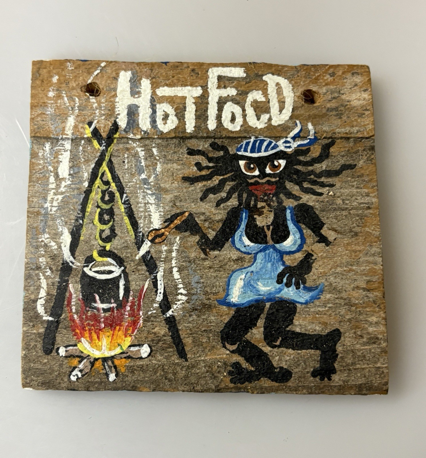 2pc Handpainted Folk Art Wooden Hanging Plaques 4×4”