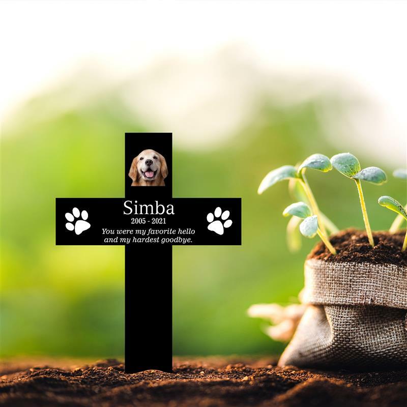 Personalized Pet Memorial Cross Acrylic Plaque Stake, Dog Loss Grave Marker