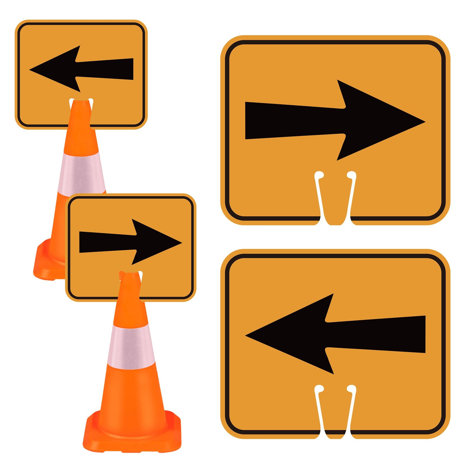 2PCS Traffic Arrow Detour Signs, Double-sided 12.6IN, Sign 024