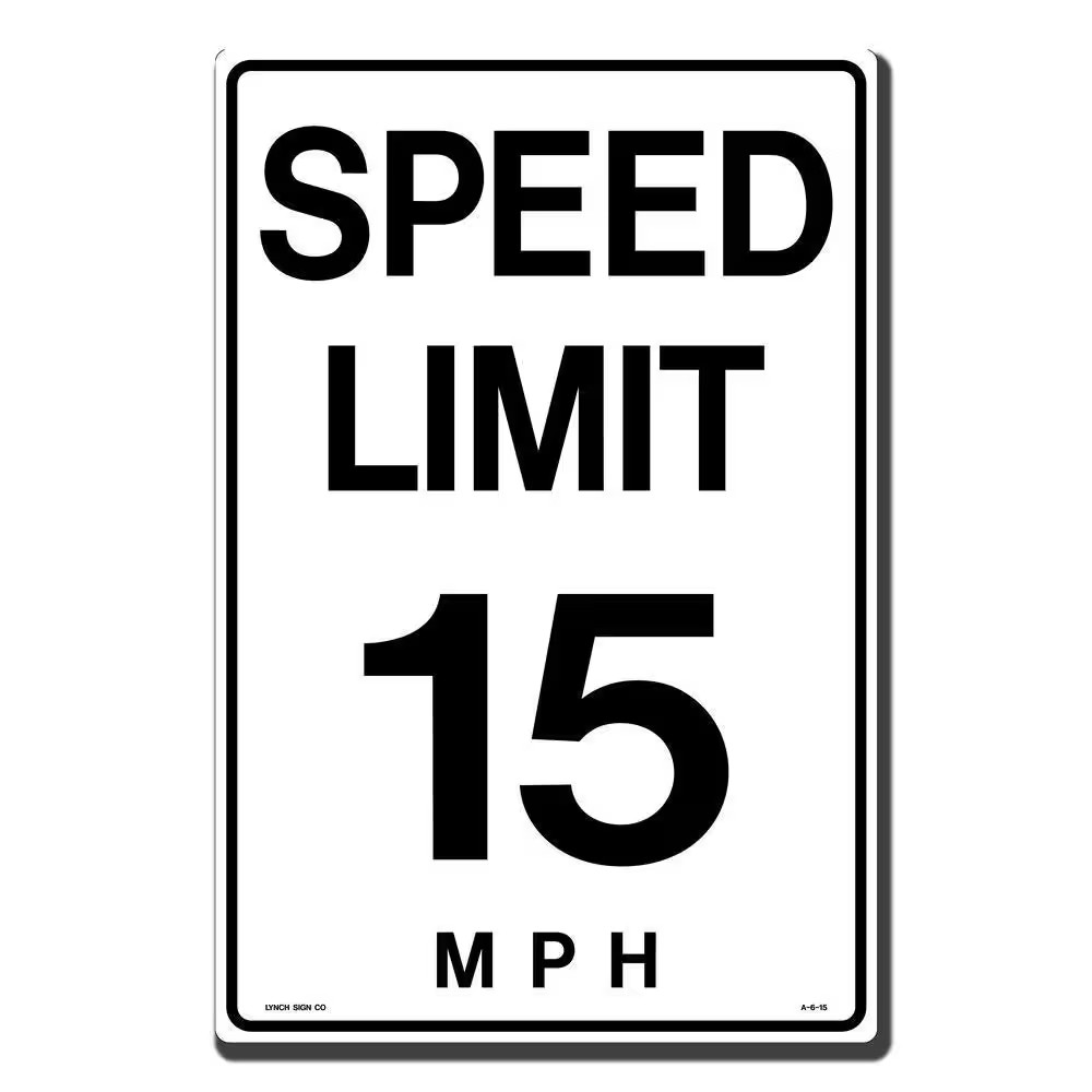 12 In. X 18 In. Speed Limit 15 M.P.H. Sign Printed on More Durable, Thicker, Lon