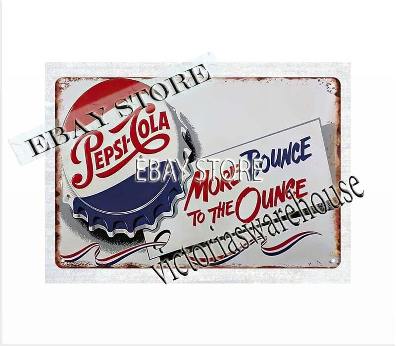Pepsi Cola More Bounce To the Ounce Soda Pop metal tin sign cool art prints