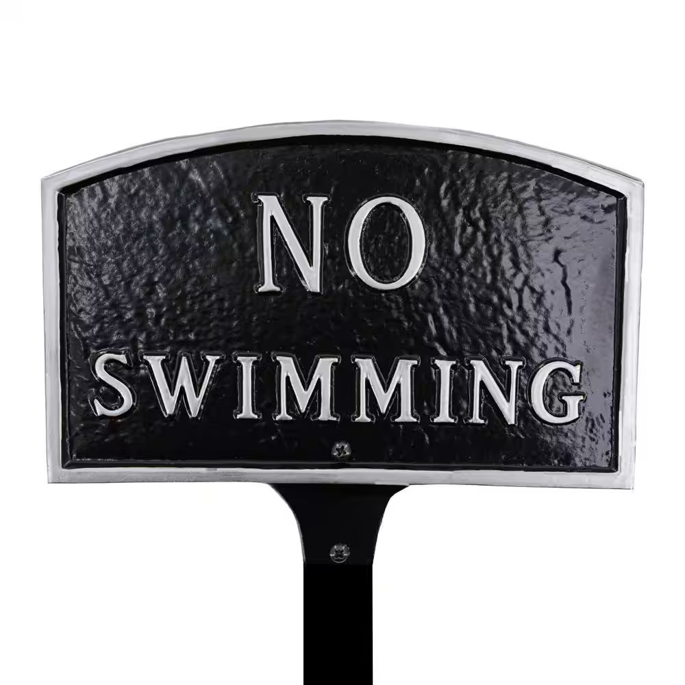 5.5 In. X 9 In. Small Arch No Swimming Statement Plaque Sign with Lawn Stake – B