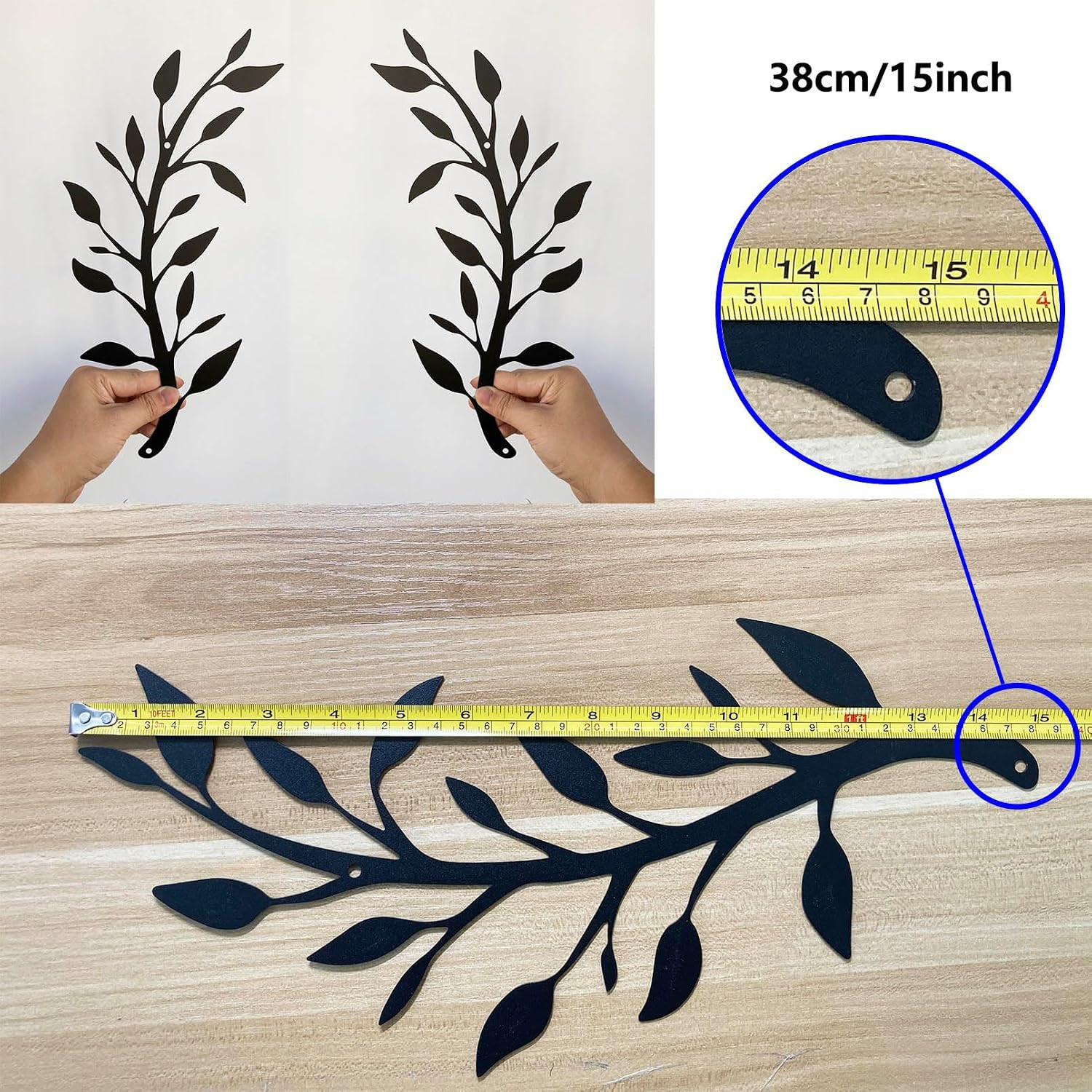 2 Pieces Metal Tree Leaf Wall Décor Branch Leaf Wall Art for Indoor Outdoor Gard