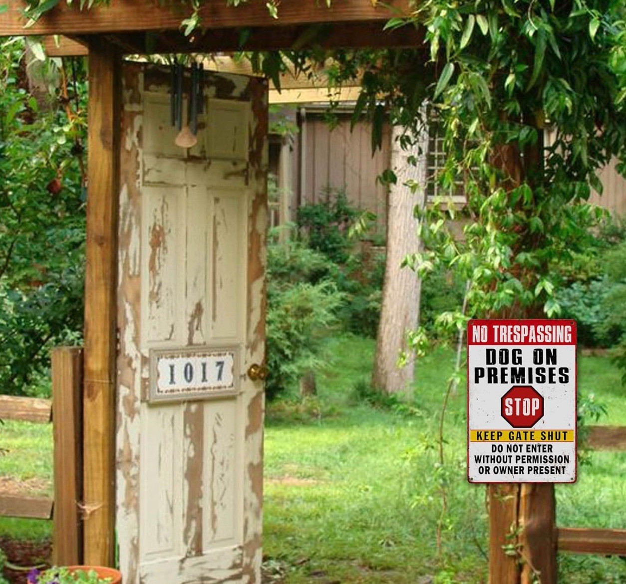 No Trespassing Dog on Premises Sign Funny Warning Sign for Home Security