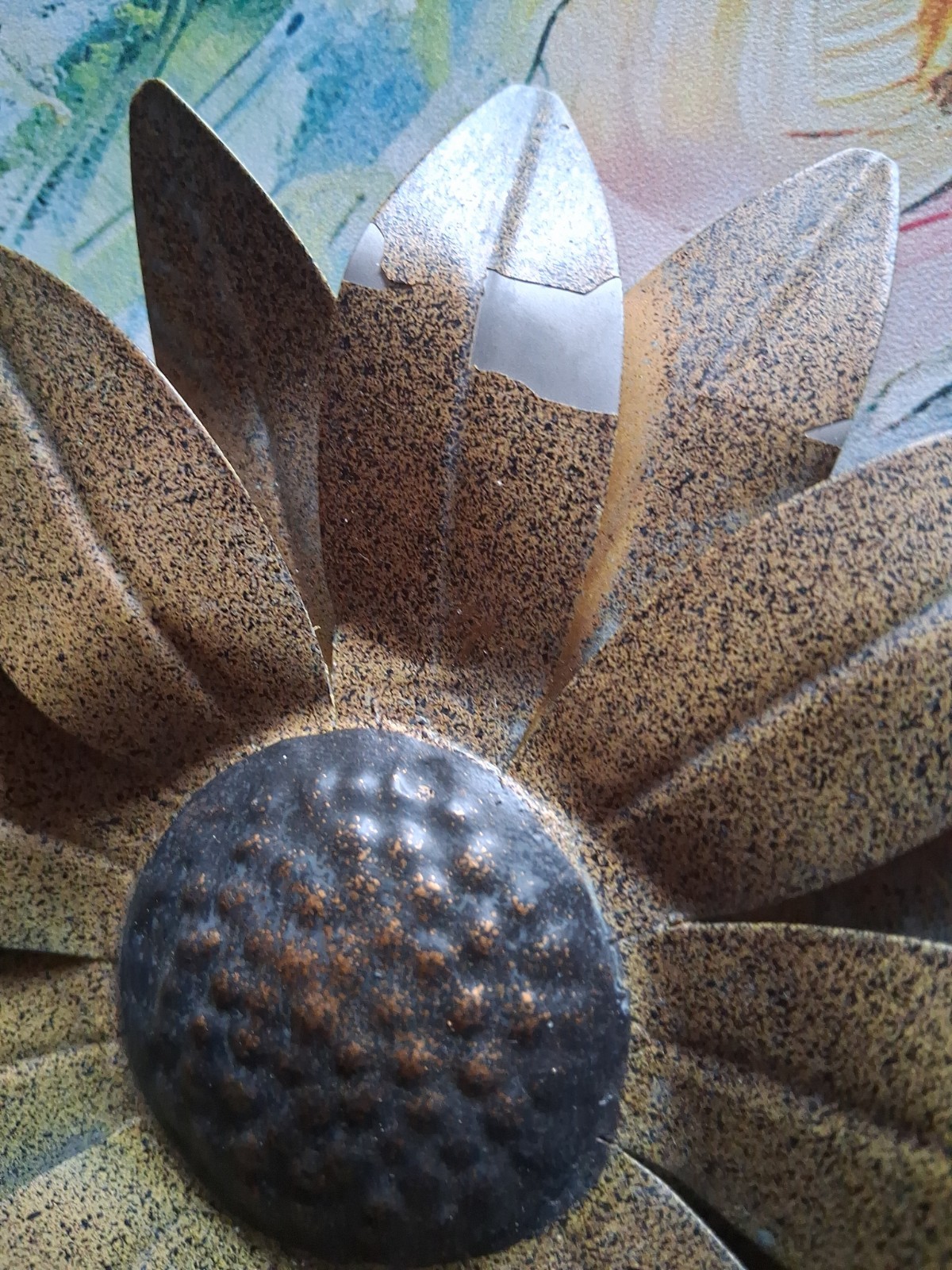 Vintage NEW VIEW Floral Layered MCM 18″ Metal Sunflower Wall Decor