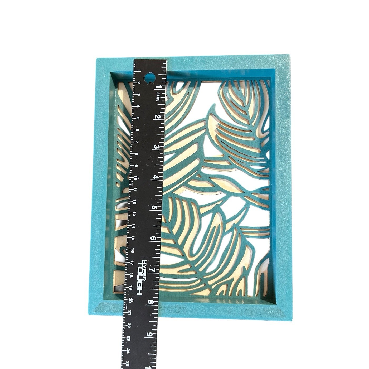 Wooden Free Standing Shelf Wall Decor 8.5” X 6.5” Tropical Palm Leaves 3D Cutout