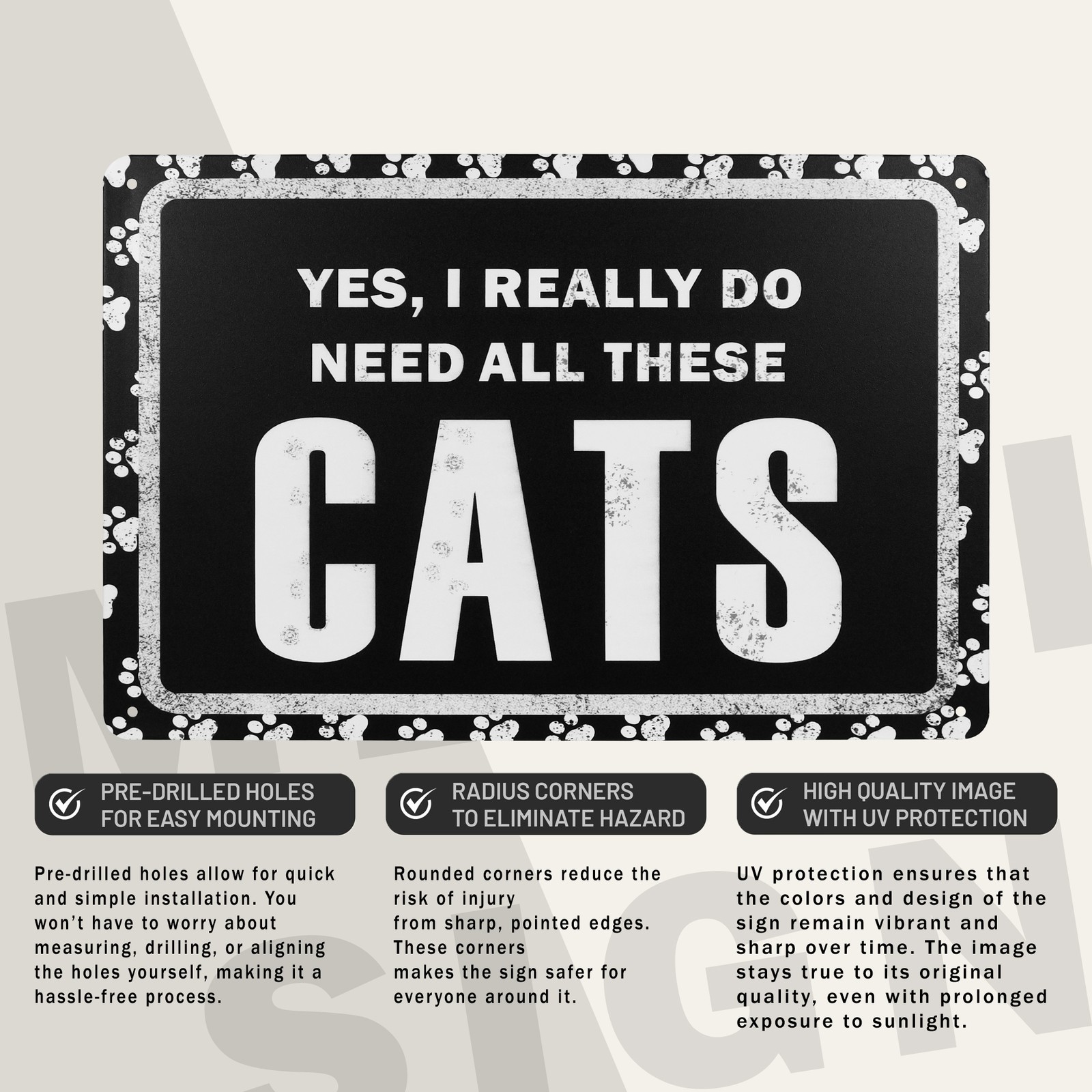 Funny Yes I Really Do Need All These Cats Sign Wall Art Living Room Home Decor