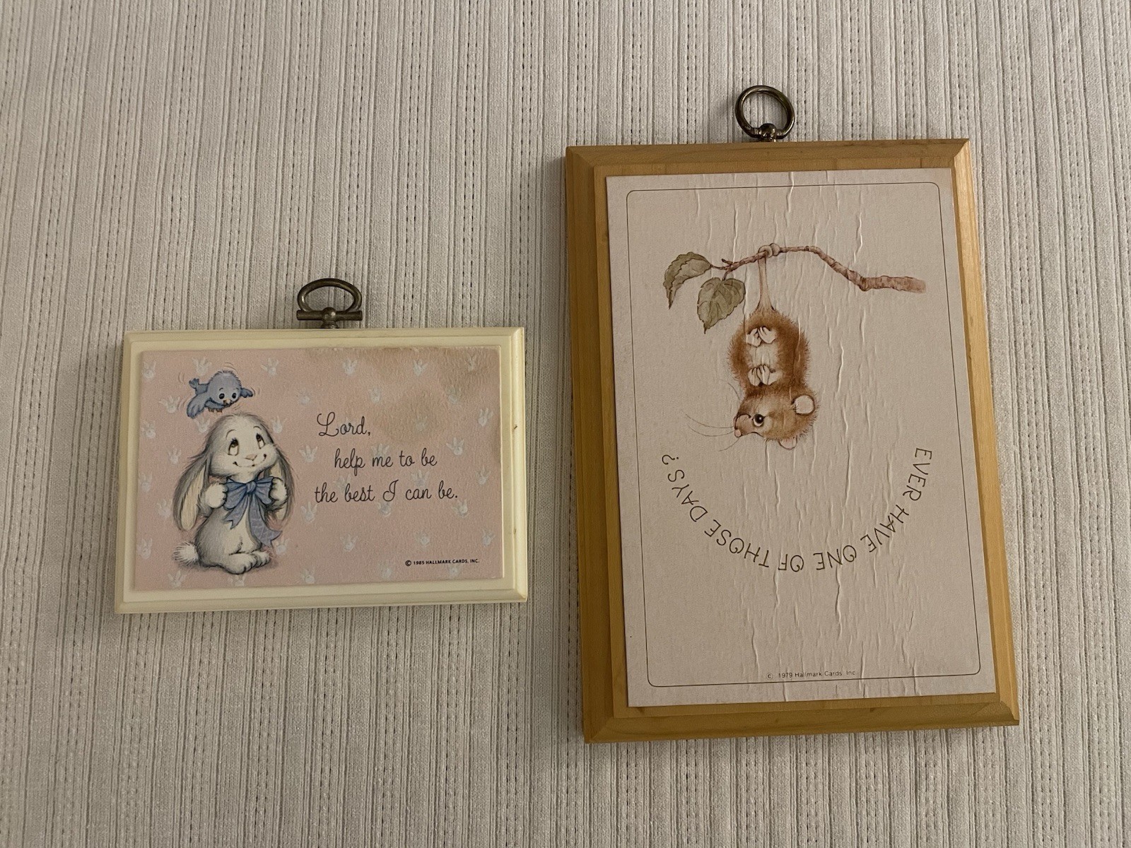 Vintage Hallmark Wood, 1985, 1979 Inspirational Animal Wall Plaque Set, Hanging