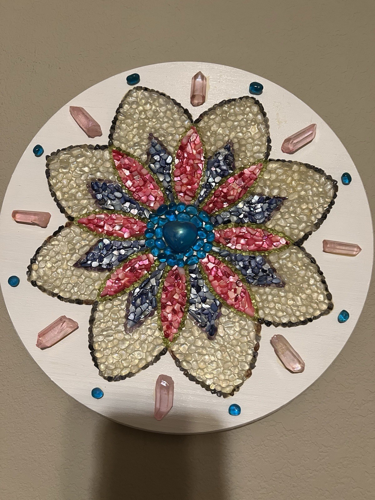 A Handmade Floral Mosaic Decorative Plaque Wall Hanging Home Decor Gift Item