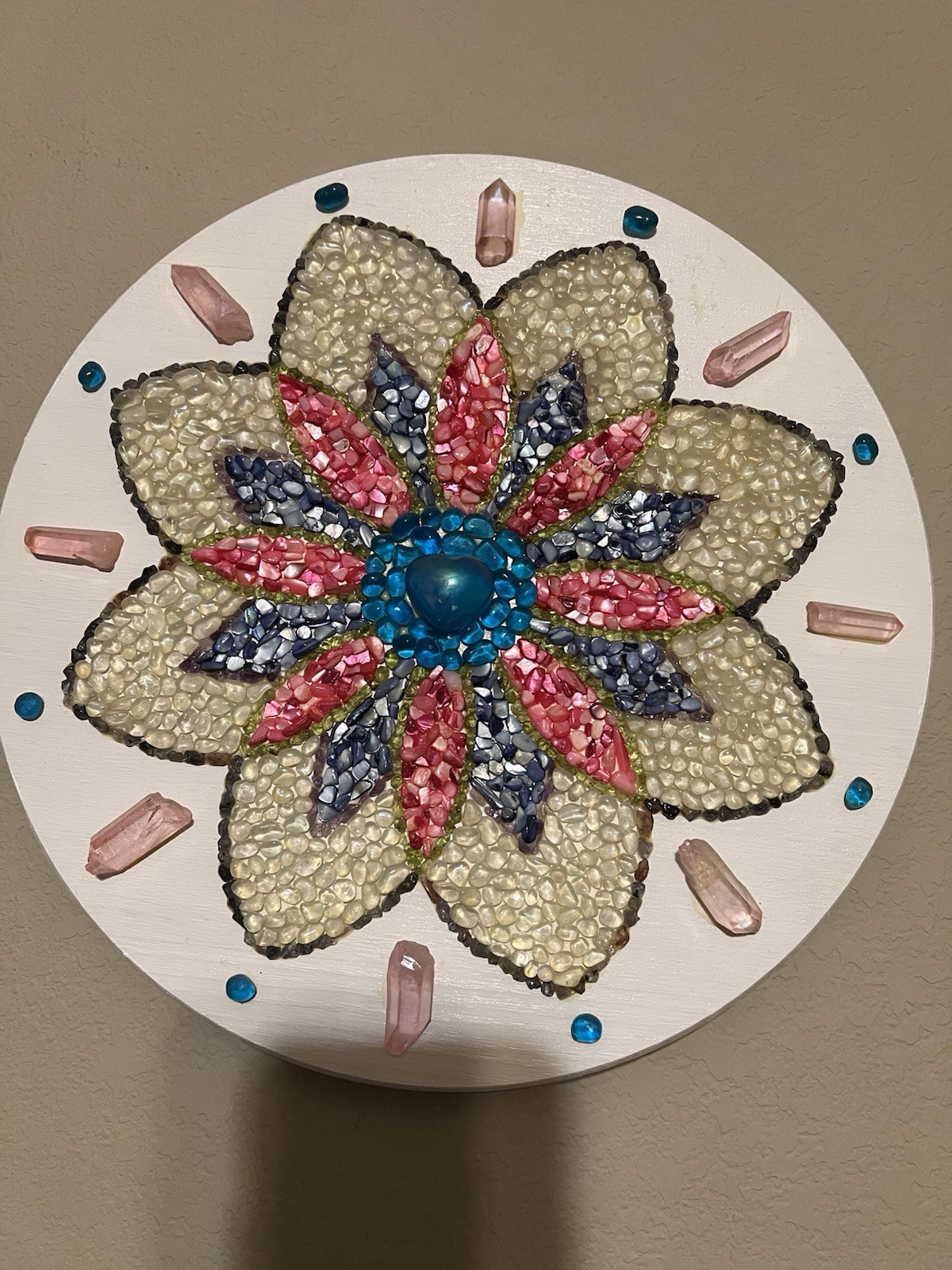 A Handmade Floral Mosaic Decorative Plaque Wall Hanging Home Decor Gift Item