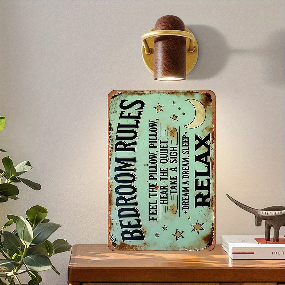 Metal Sign 20.32×30.48 cm “Bedroom Rules” Wall Decor