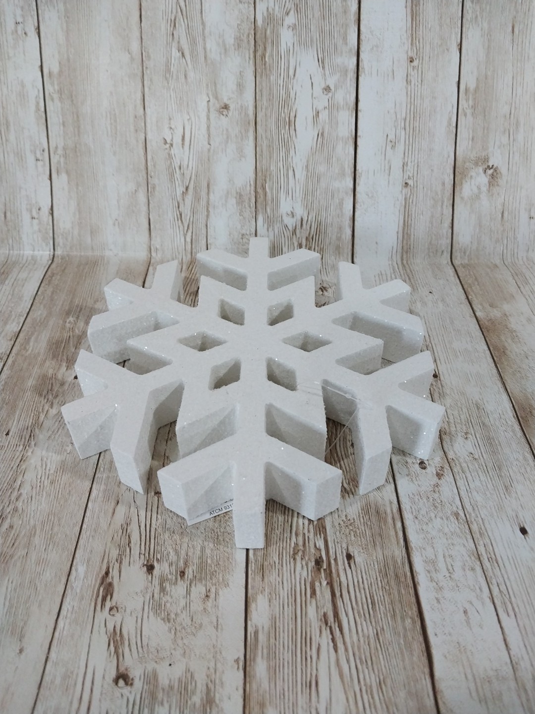 New! 7″ White Glitter Snowflake Cutout Wood Block Sign Decor Winter Christmas