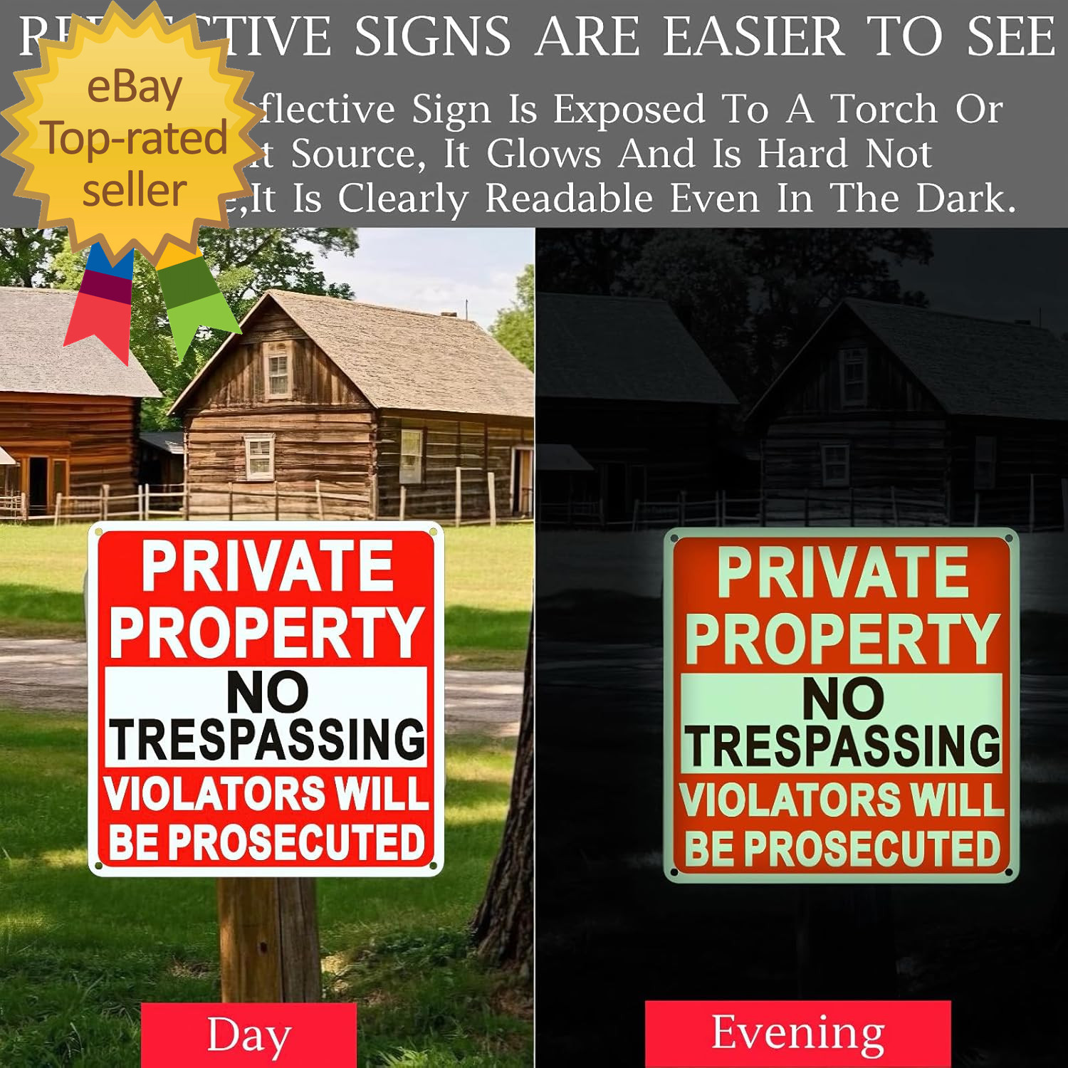 4 Pack No Trespassing Signs Private Property, 9.5X9.5 in Rust Aluminum Sign | We