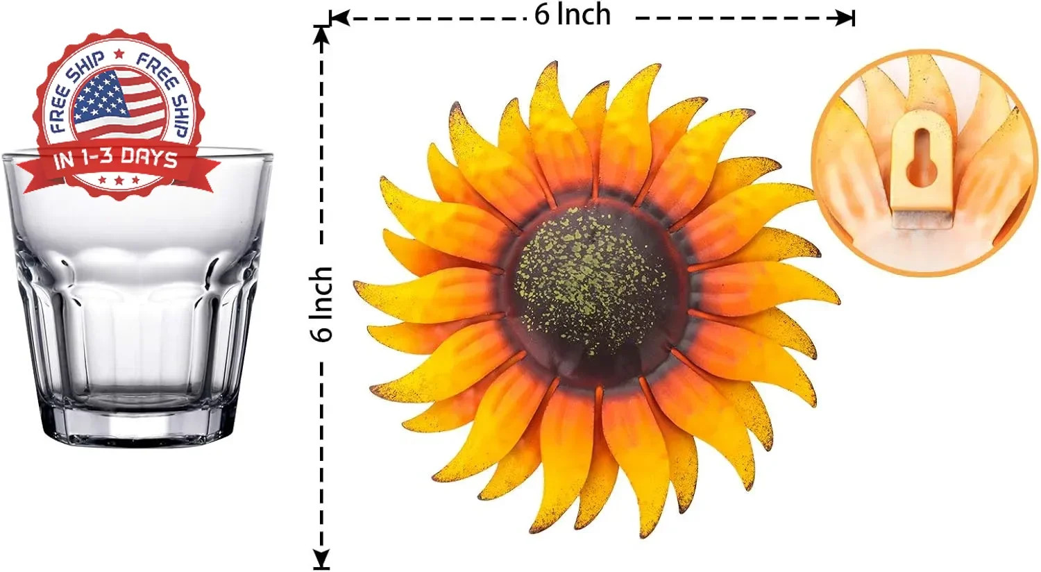 EASICUTI 6 Inch Sunflower Metal Flowers Wall Decor Metal Wall Art Decorations Ha