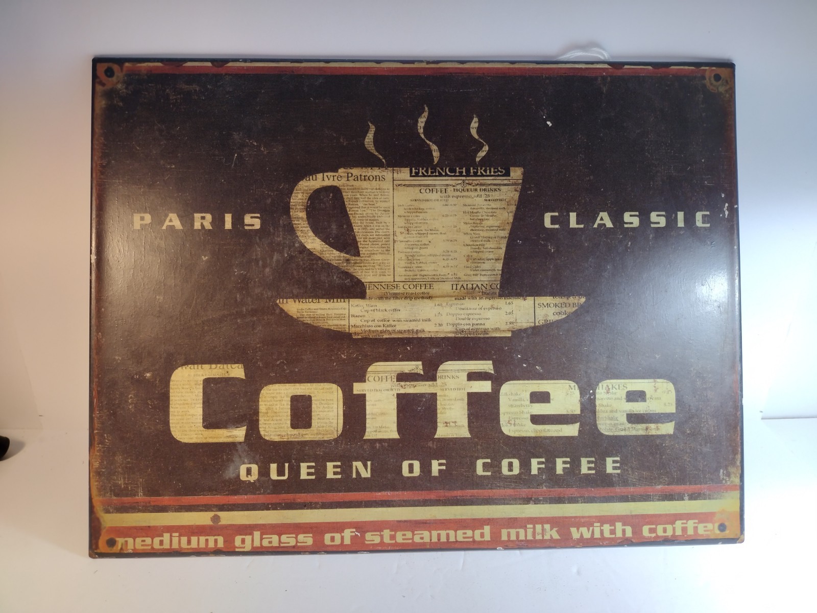 Paris Classic Coffee Queen Of Coffe Metal Sign Approximately 13 X10” / 1 Lb 7oz